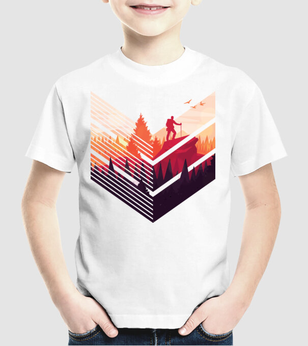 drumeții în pădure stil modern model alb pe tricou