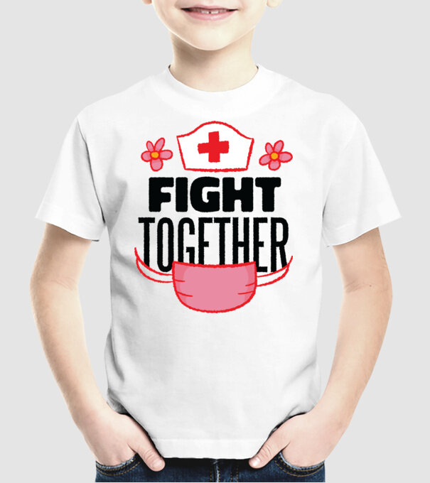 Fight together Asistentă medicală model alb pe tricou