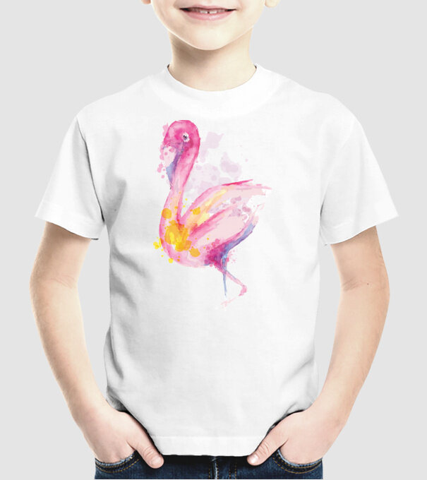 Flamingo Pictură model alb pe tricou