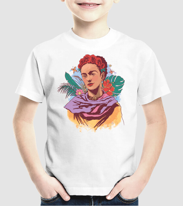 Portret Frida Kahlo model alb pe tricou
