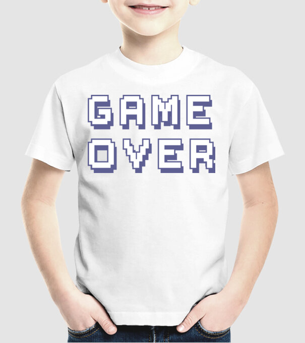 Game Over model alb pe tricou