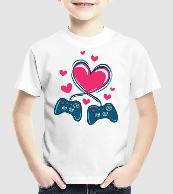 Dragoste Gamer model alb pe tricou