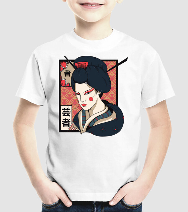 Geisha Japonia model alb pe tricou