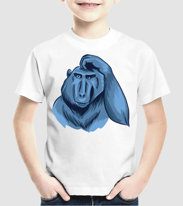 Maimuța gânditoare model alb pe tricou
