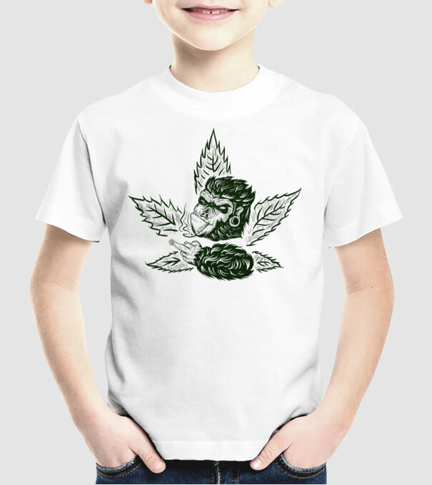 GORILĂ cannabis model alb pe tricou