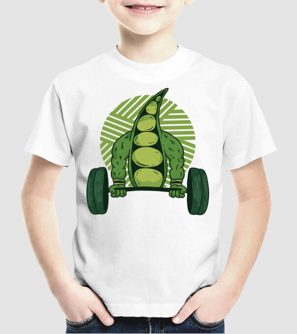 Mazăre musculoasă model alb pe tricou