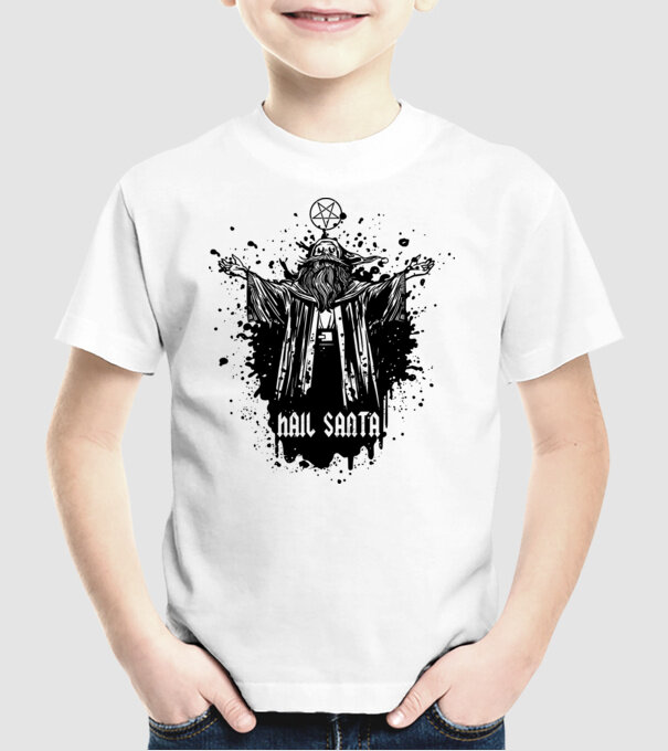 Hail Santa model alb pe tricou
