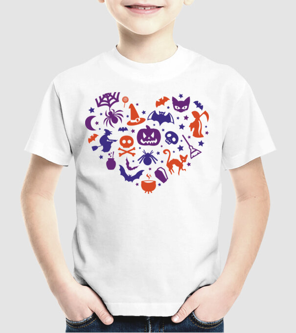 Inimă Halloween model alb pe tricou