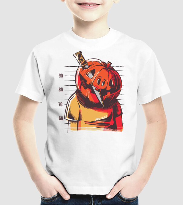 Halloween cap de dovleac închisoare model alb pe tricou