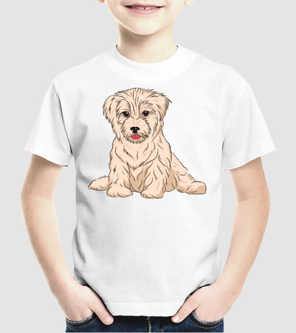 Câine Havanez model alb pe tricou