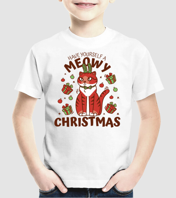 Have yourself a Meowy Christmas - Cicás Karácsony model alb pe tricou
