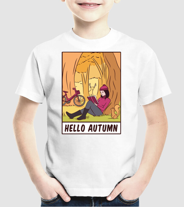 Hello Toamnă model alb pe tricou