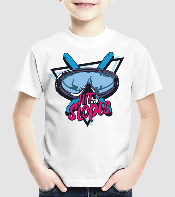 Hit the Slopes - tricou schi model alb pe tricou