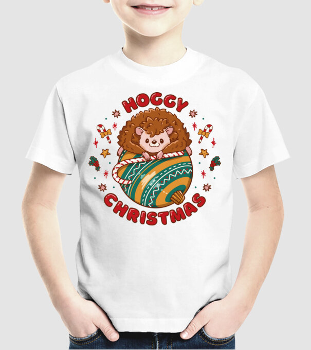 Hoggy Christmas Crăciun cu Arici model alb pe tricou