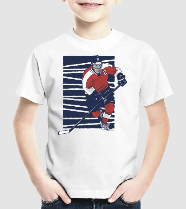 Hochei Jucător Jucător hochei de gheață model alb pe tricou