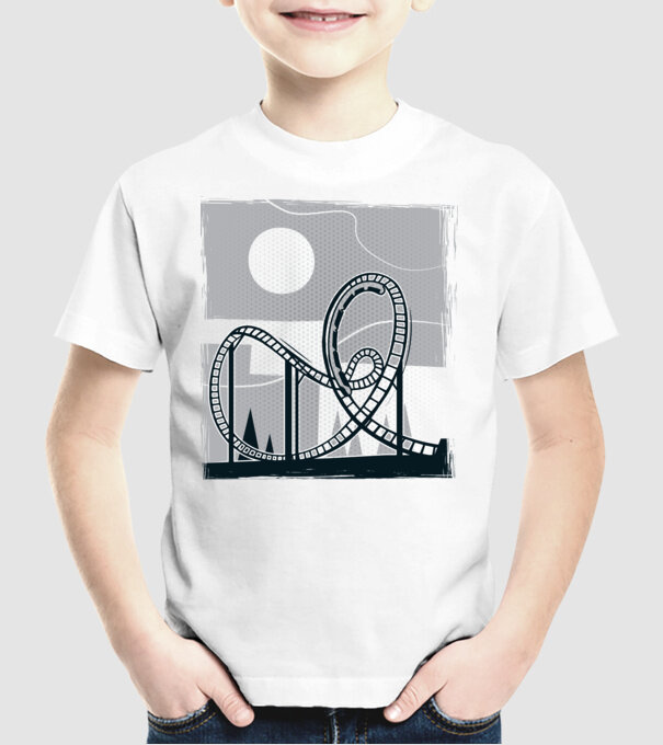 Roller coaster model alb pe tricou