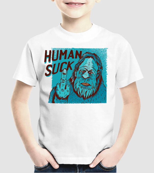 Human Suck - Yeti spune tricou amuzant antisocial model alb pe tricou