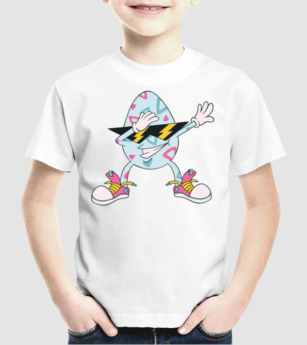 Ouă de Paște Dab model alb pe tricou