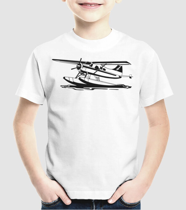 Hydroplane avion model alb pe tricou