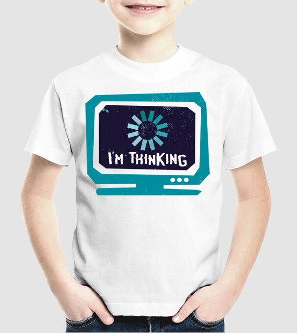 'I''m thinking Mă gândesc' model alb pe tricou