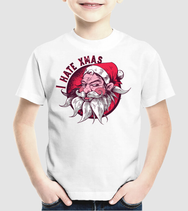 I Hate Xmas model alb pe tricou