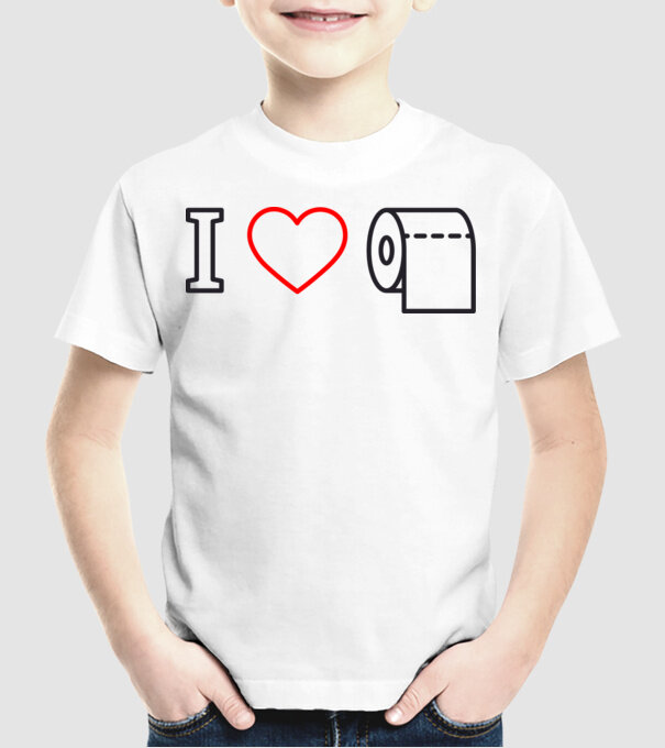 I love hârtie igienică model alb pe tricou