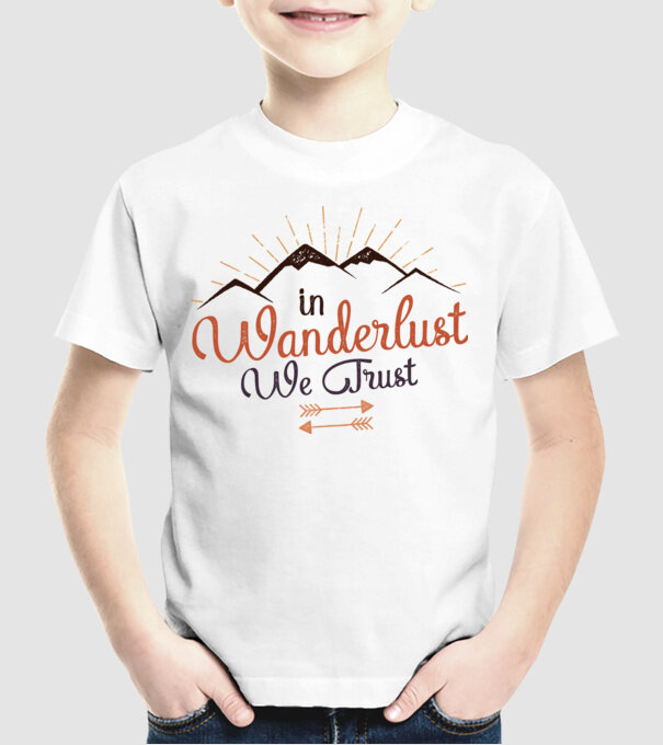 In Wanderlust we trust model alb pe tricou