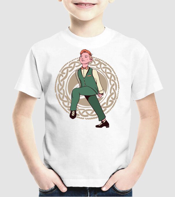 Bărbat Dansator irlandez model alb pe tricou