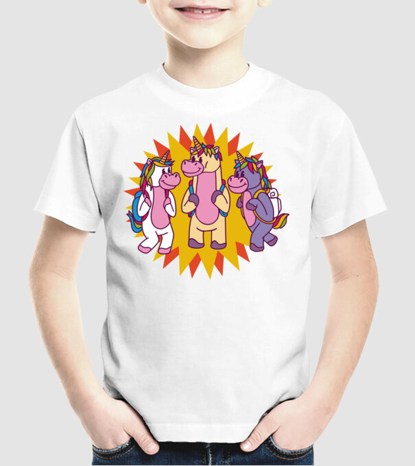 Unicorni școlari model alb pe tricou