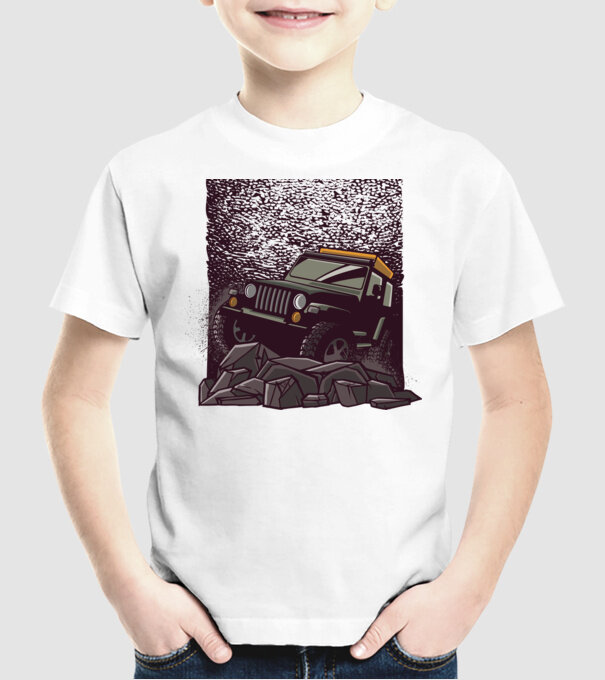 Jeep Offroad model alb pe tricou