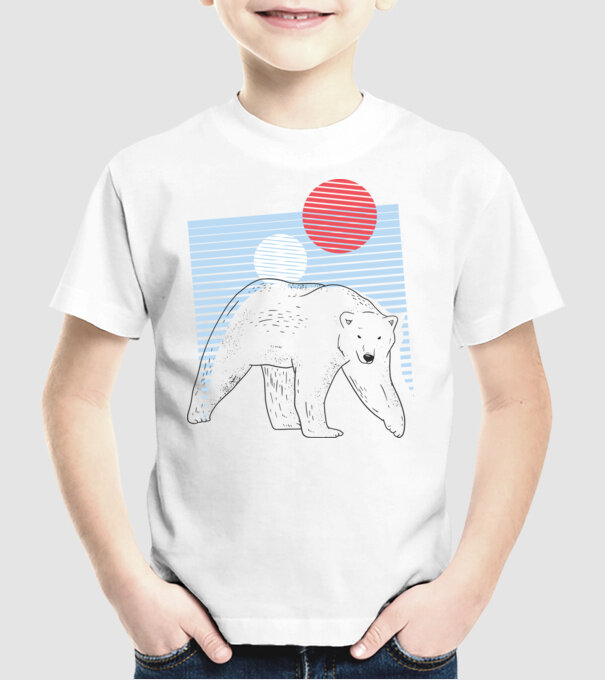 Urs polar model alb pe tricou