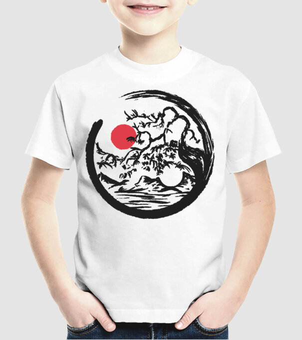 Yin-Yang Bonsai model alb pe tricou