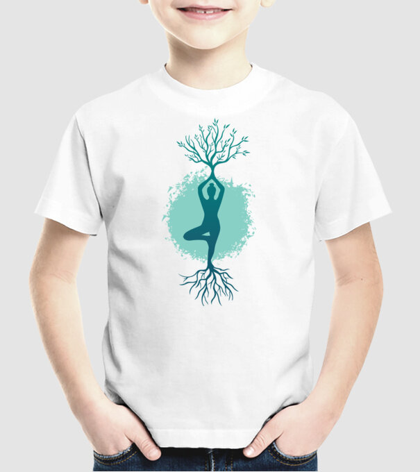 Yoga Natură model alb pe tricou