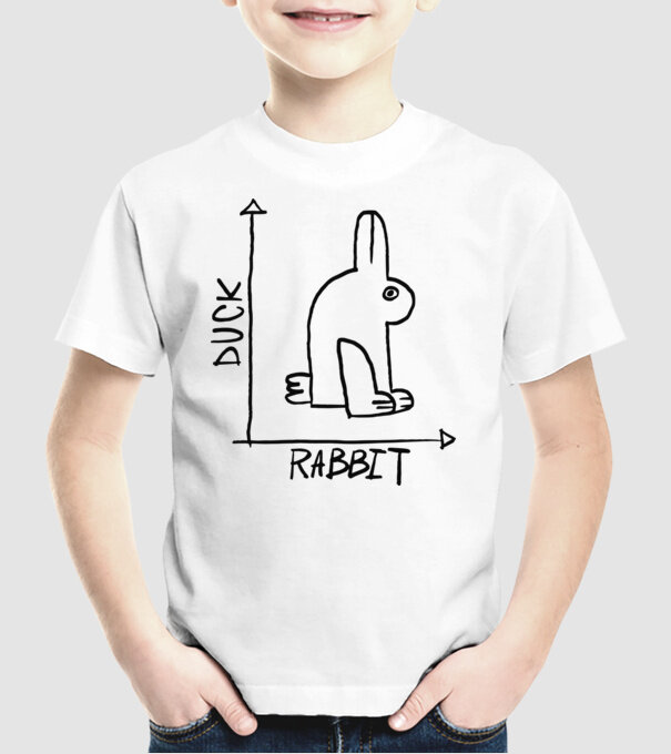 Rață vs Iepure model alb pe tricou