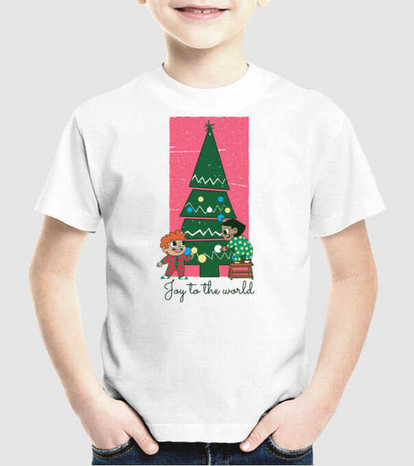 Împodobire pom de Crăciun model alb pe tricou