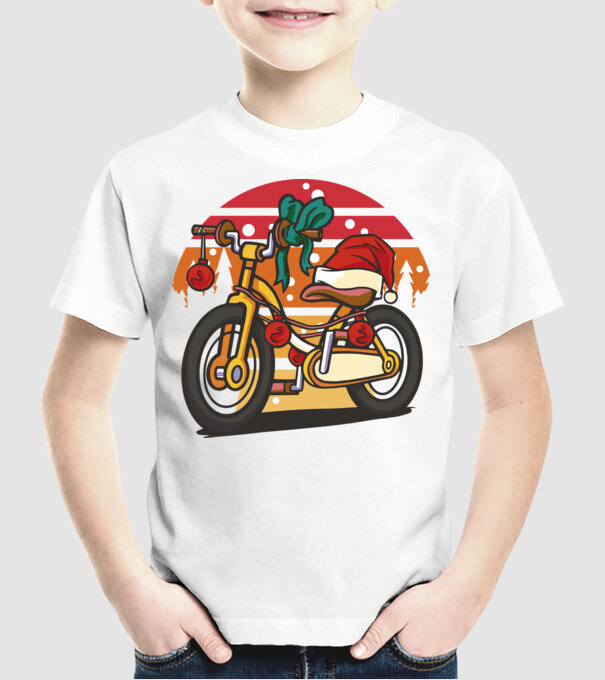 Bicicletă de Crăciun model alb pe tricou