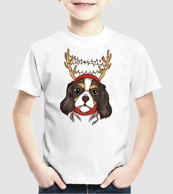 Cavalier de Crăciun model alb pe tricou