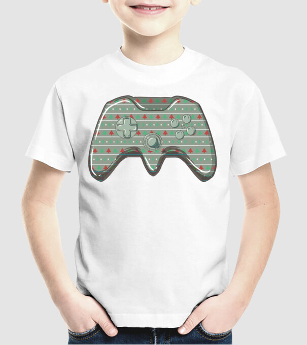 Controler Gamer Crăciun model alb pe tricou