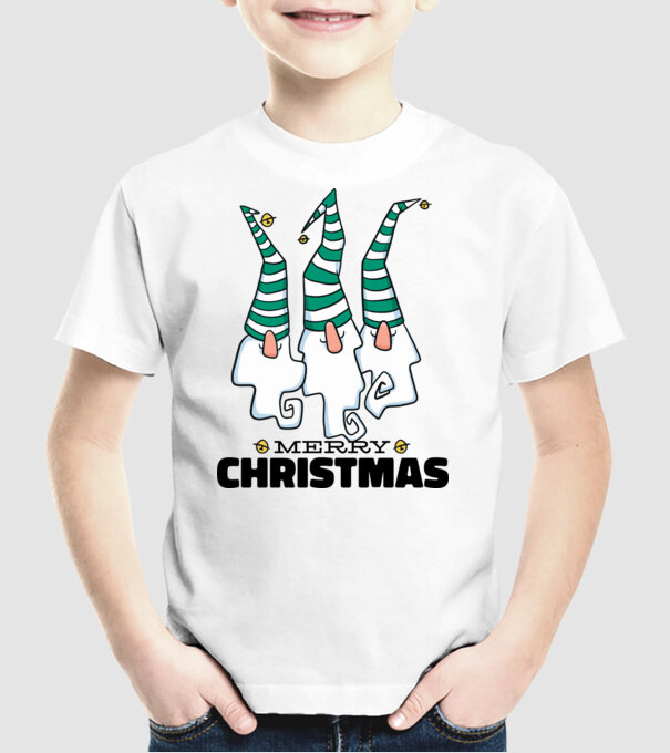Elfi de Crăciun - Crăciun Fericit model alb pe tricou