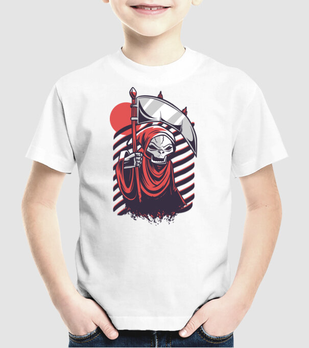 Moartea - Grim Reaper model alb pe tricou