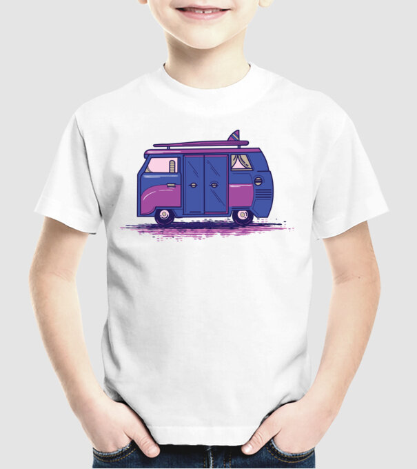 Mașină de camping model alb pe tricou