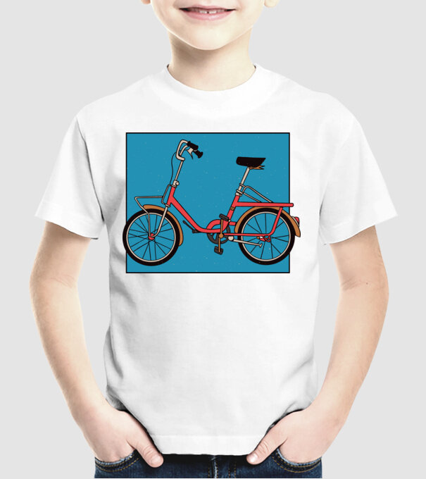 Bicicletă Camping model alb pe tricou