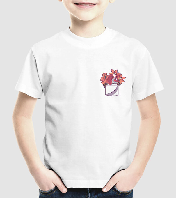 Cățeluș în buzunar model alb pe tricou