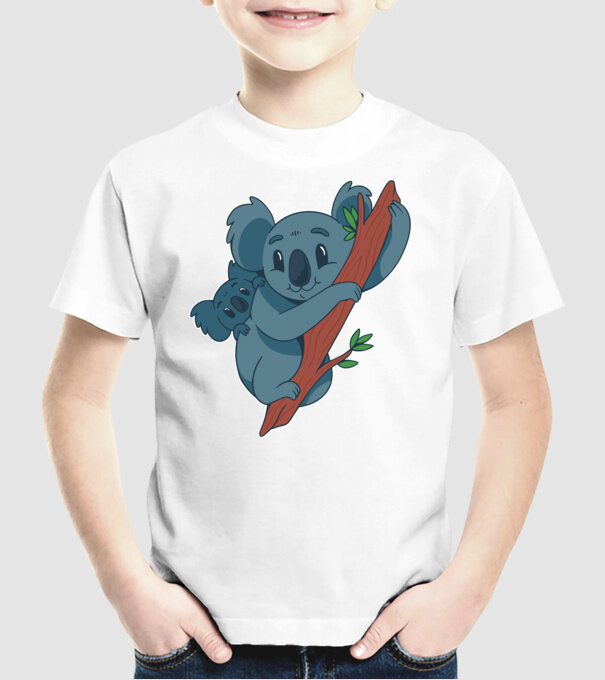 Coala model alb pe tricou