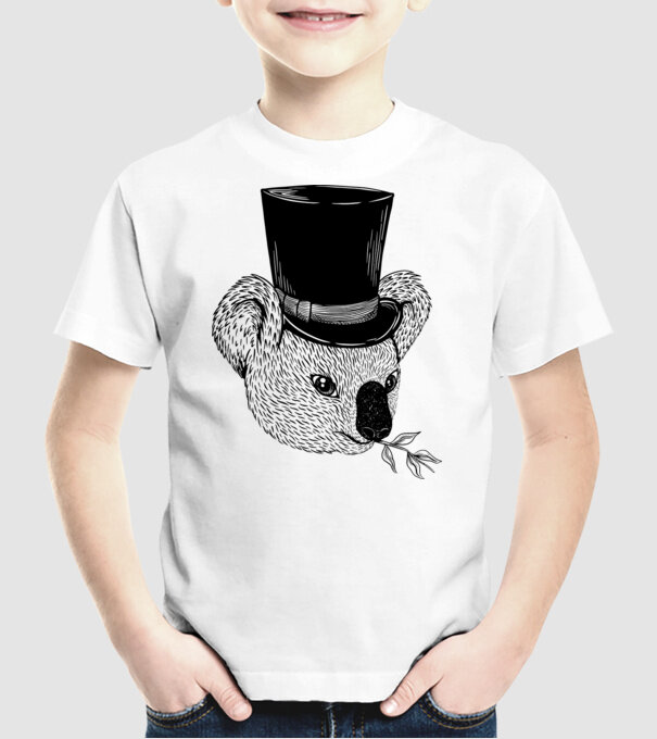 Cilindru Koala model alb pe tricou