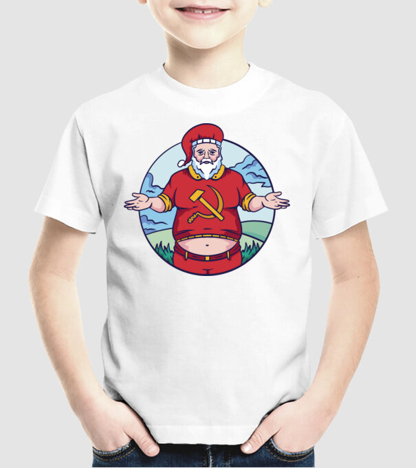 Moș Crăciun comunist model alb pe tricou