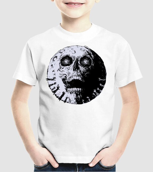 Craniu Lună model alb pe tricou