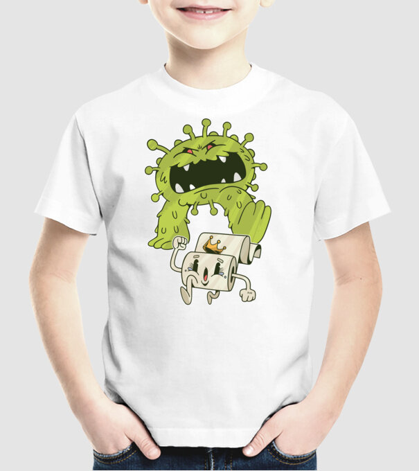 Coronavirus Monstru model alb pe tricou