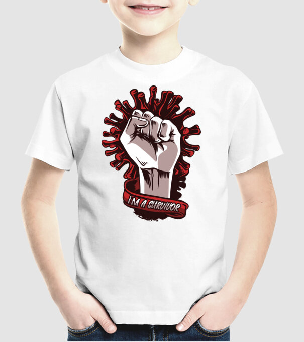 Supraviețuitor Coronavirus model alb pe tricou