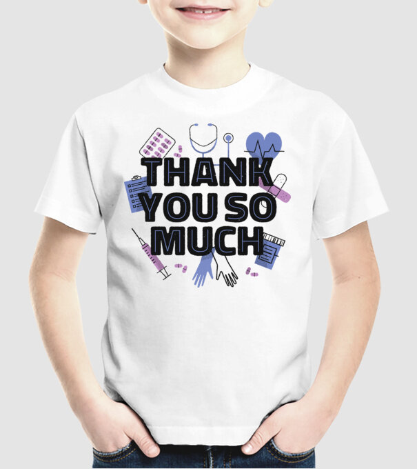 Mulțumim foarte mult - pentru medici model alb pe tricou